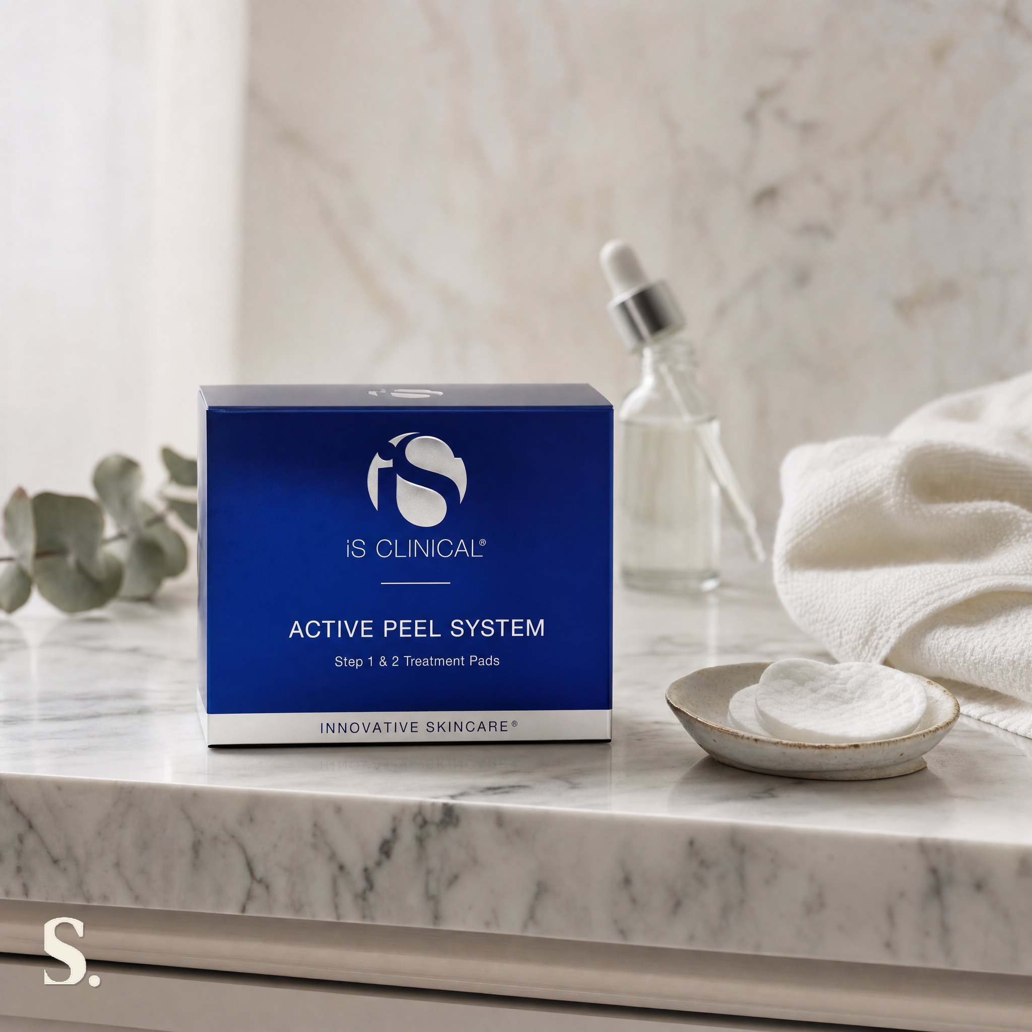 iS Clinical Active Peel System in a lifestyle bathroom setting — Skintique review