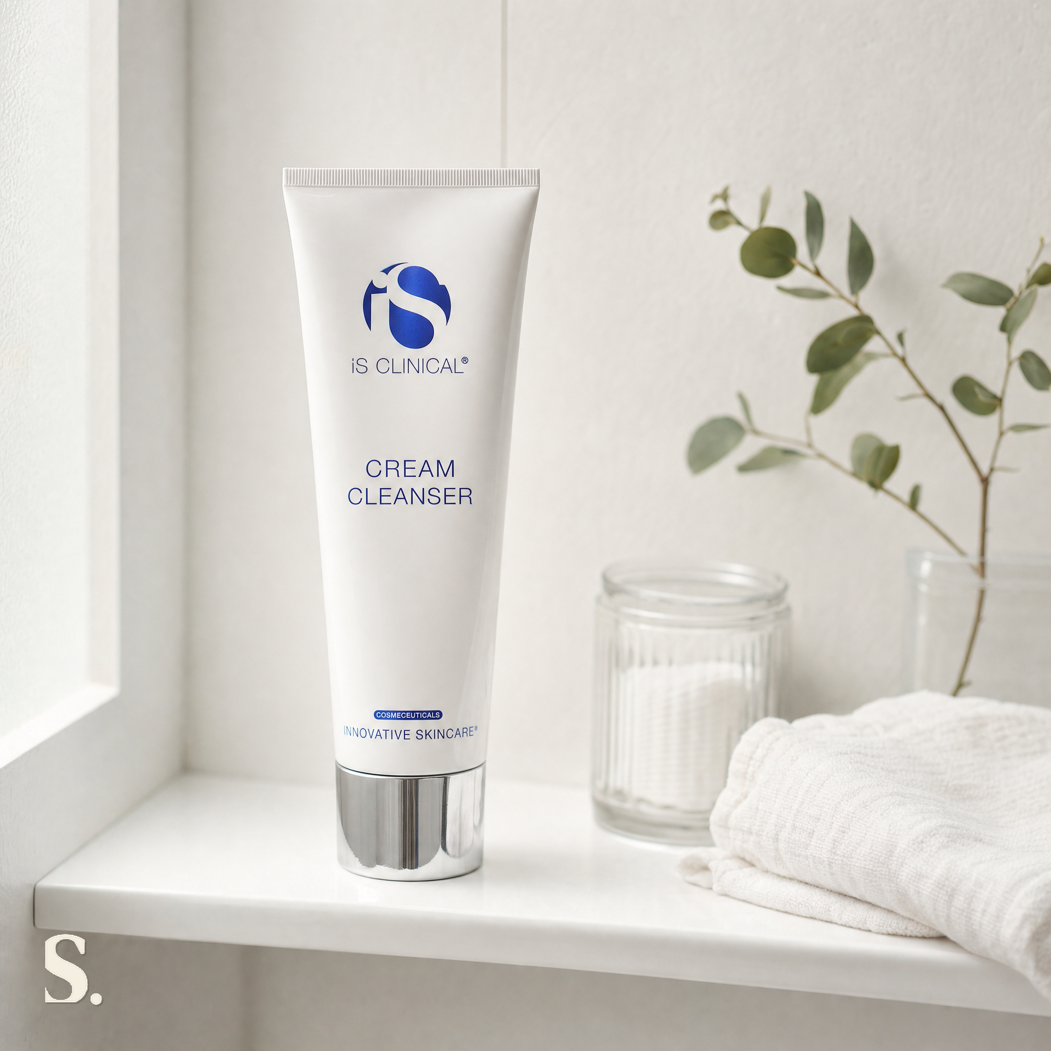 iS Clinical Cream Cleanser in a lifestyle bathroom setting — Skintique review