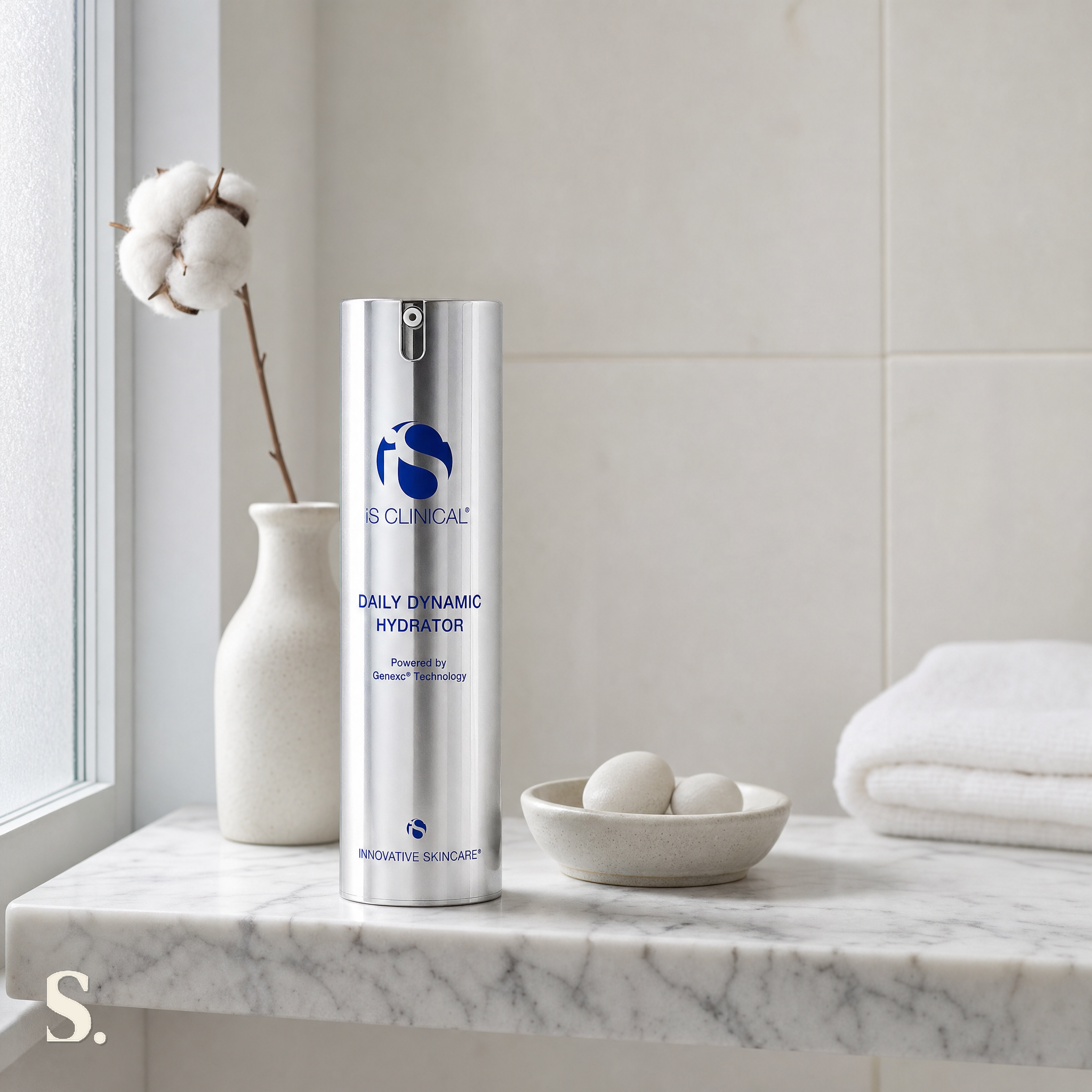 iS Clinical Daily Dynamic Hydrator in a lifestyle bathroom setting — Skintique review