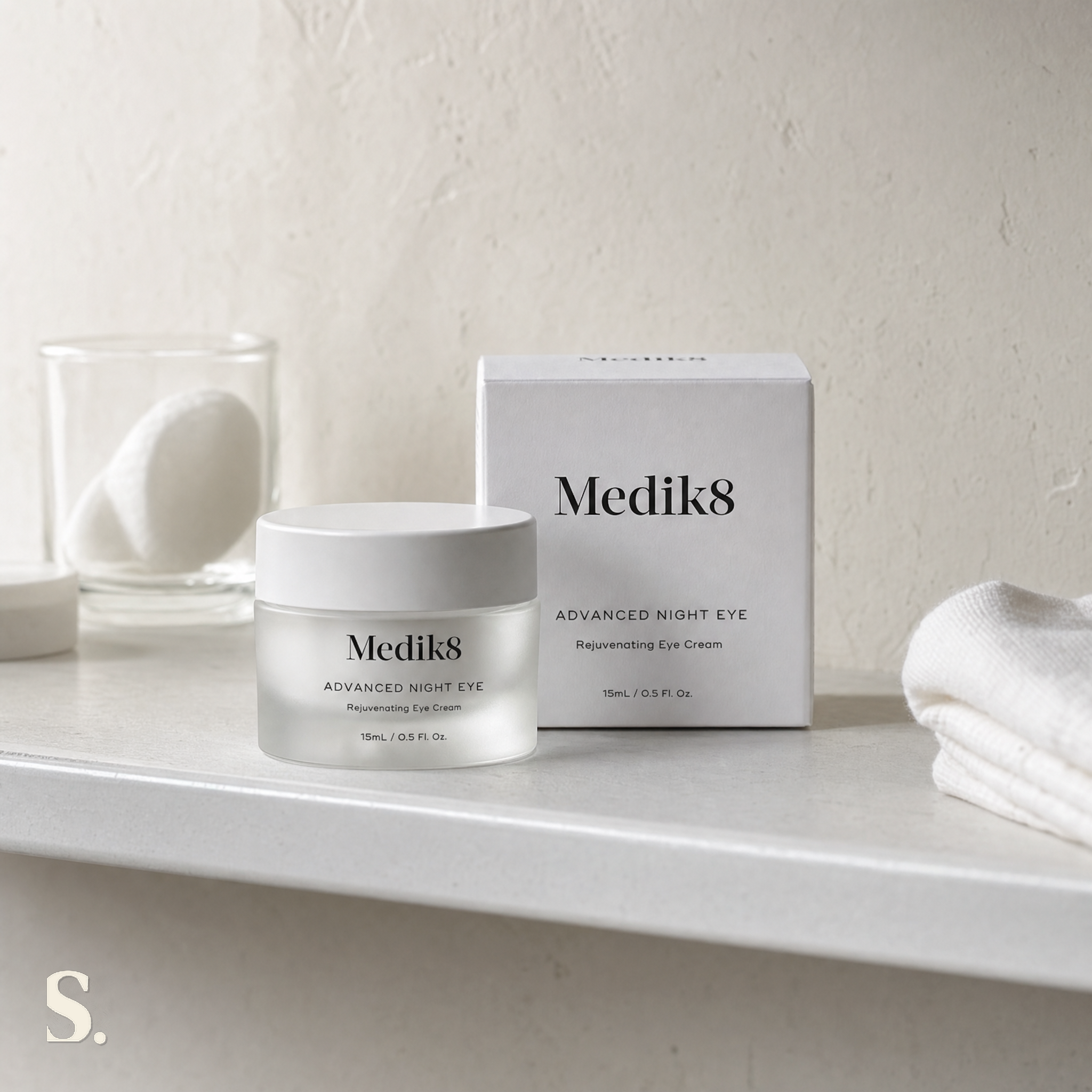 Medik8 Advanced Night Eye in a lifestyle bathroom setting — Skintique review