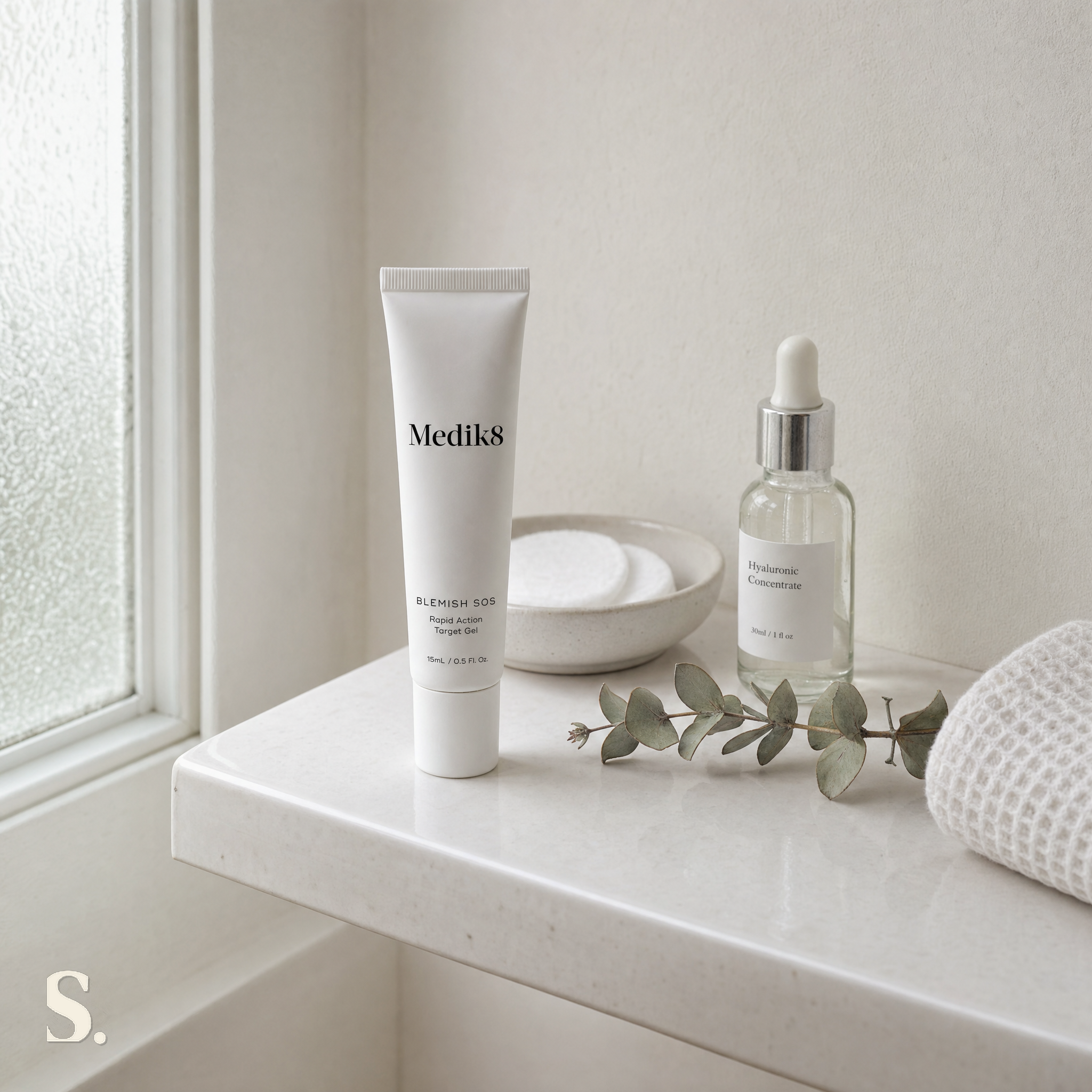 Medik8 Blemish SOS in a lifestyle bathroom setting — Skintique review