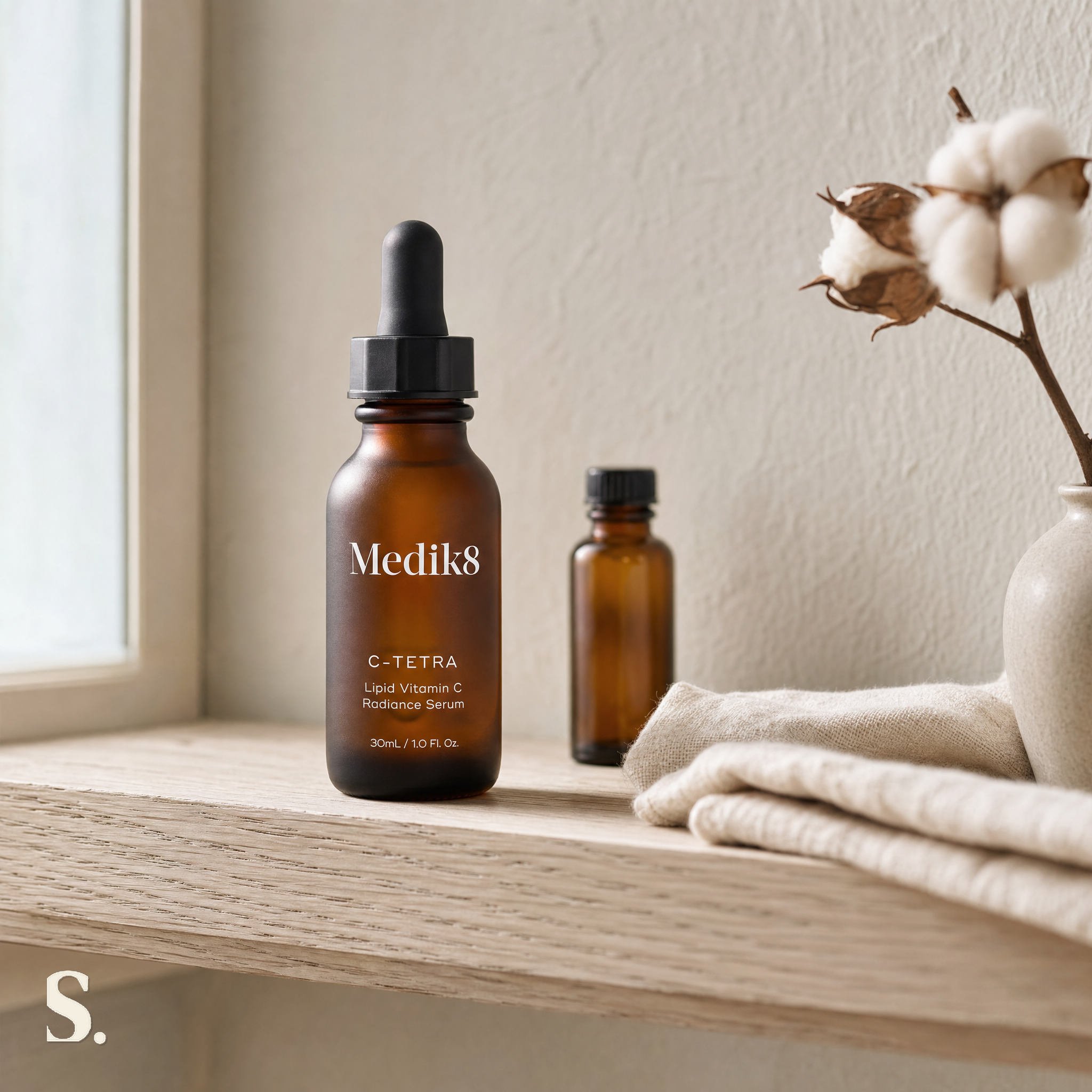 Medik8 C-Tetra in a lifestyle bathroom setting — Skintique review