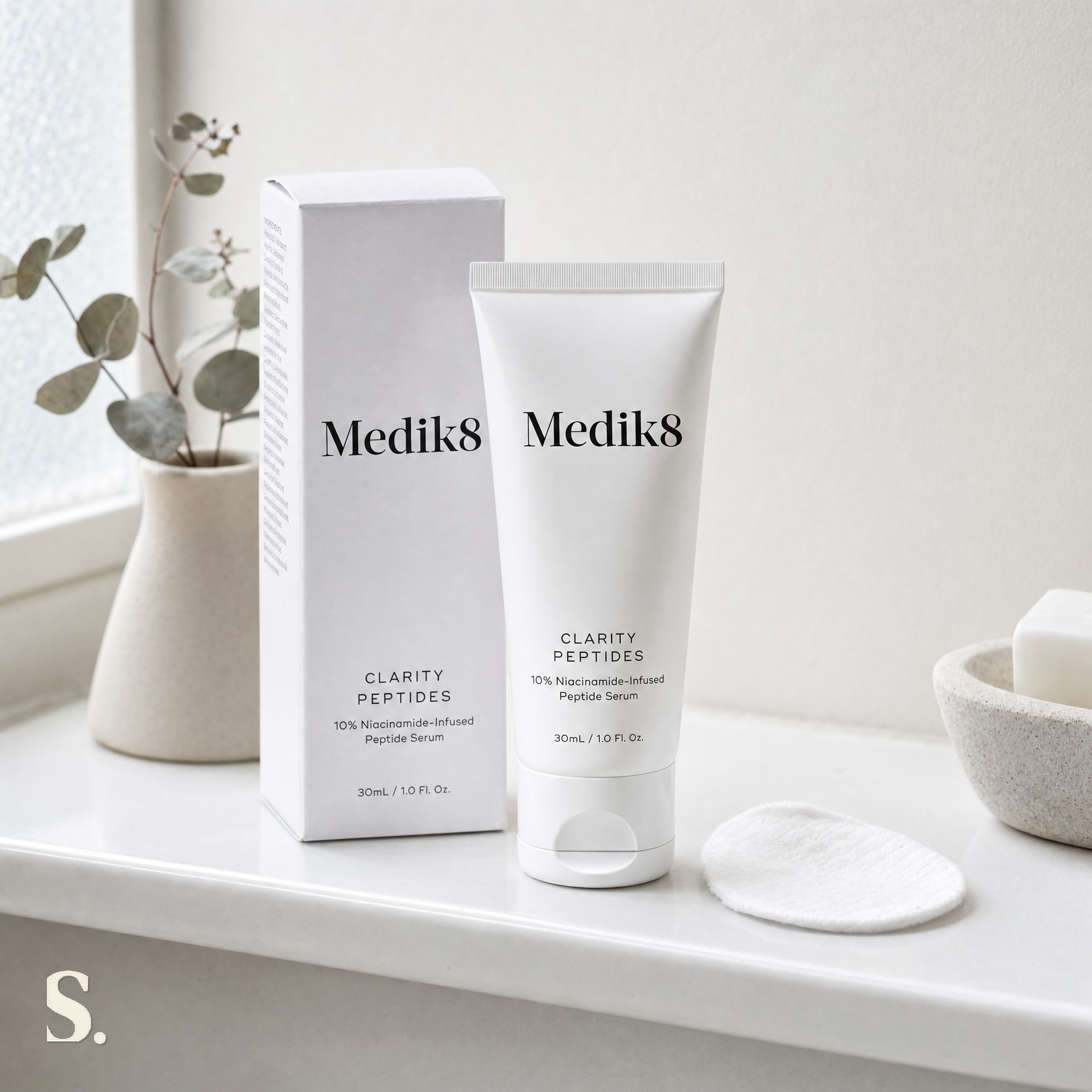 Medik8 Clarity Peptides Review in a lifestyle bathroom setting — Skintique review