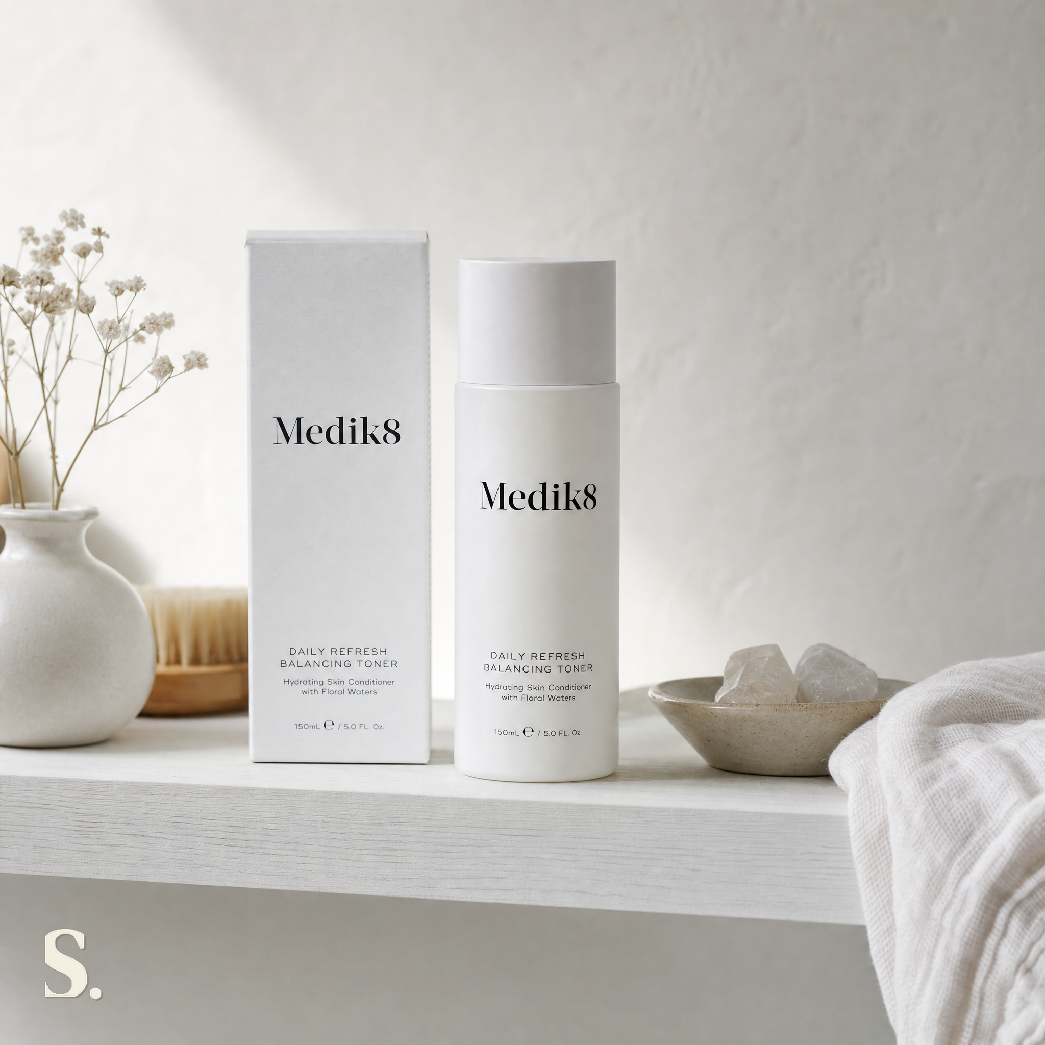 Medik8 Daily Refresh Balancing Toner Review in a lifestyle bathroom setting — Skintique review