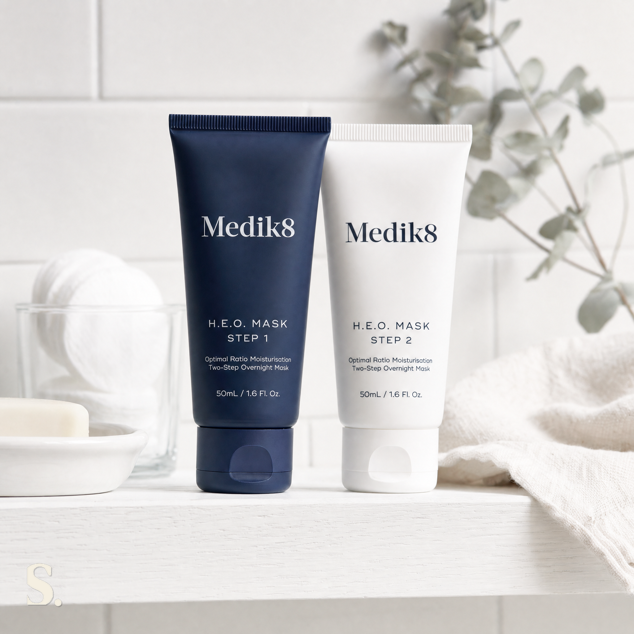 Medik8 H.E.O. Mask Review in a lifestyle bathroom setting — Skintique review