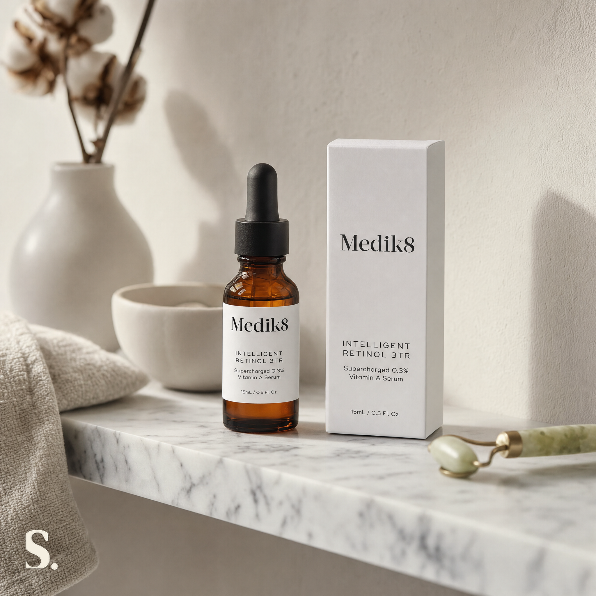 Medik8 Intelligent Retinol TR in a lifestyle bathroom setting — Skintique review