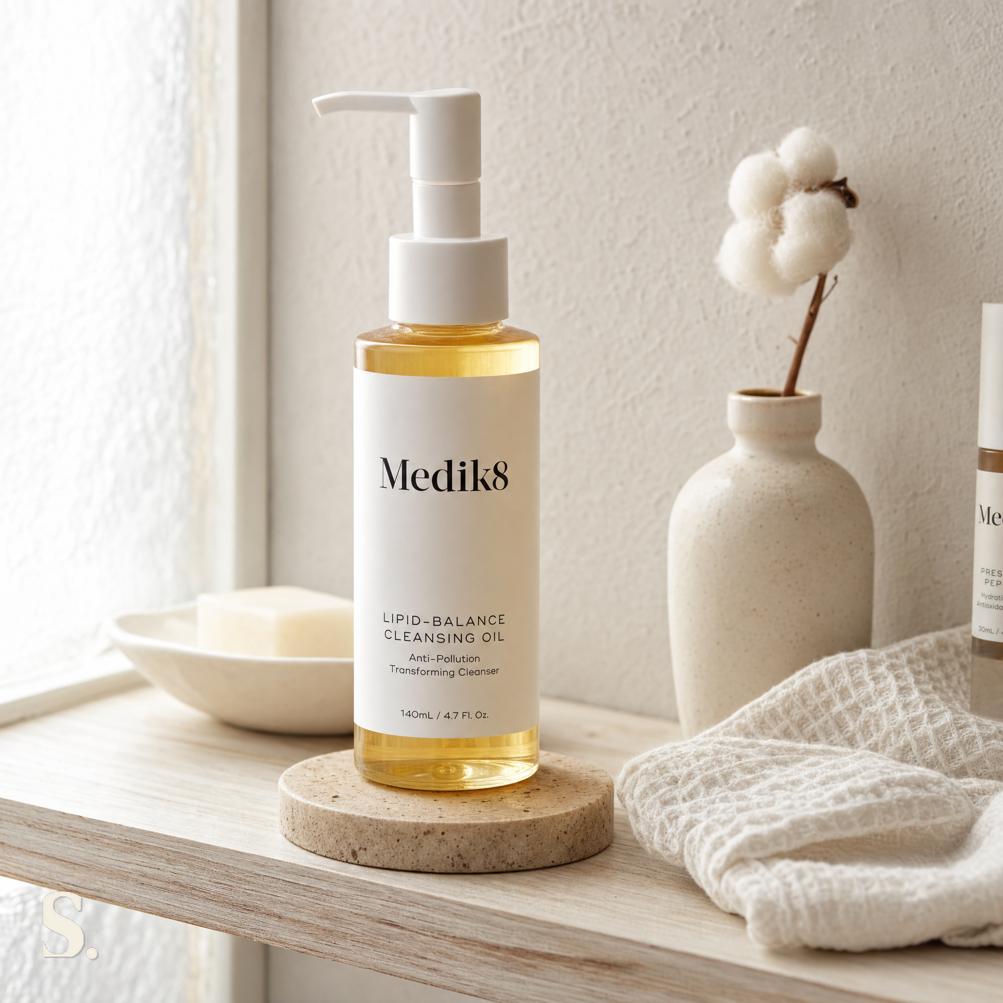 Medik8 Lipid-Balance Cleansing Oil Review in a lifestyle bathroom setting — Skintique review