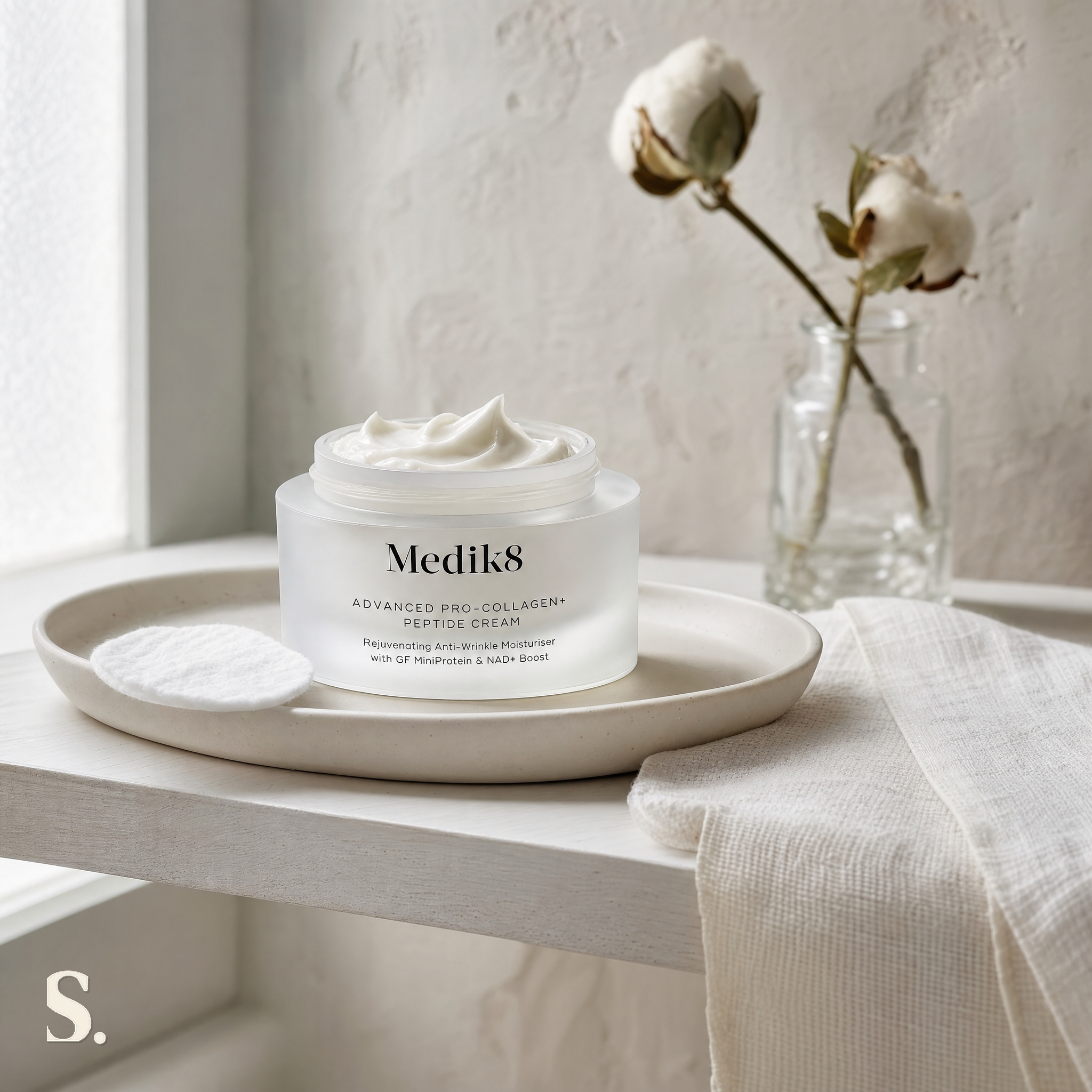 Medik8 Pro-Collagen Peptide Cream Review in a lifestyle bathroom setting — Skintique review