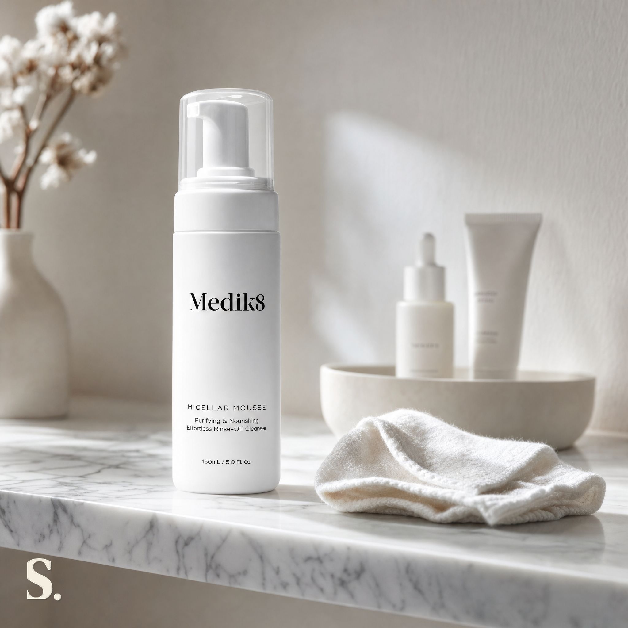 Medik8 Micellar Mousse™ Review in a lifestyle bathroom setting — Skintique review
