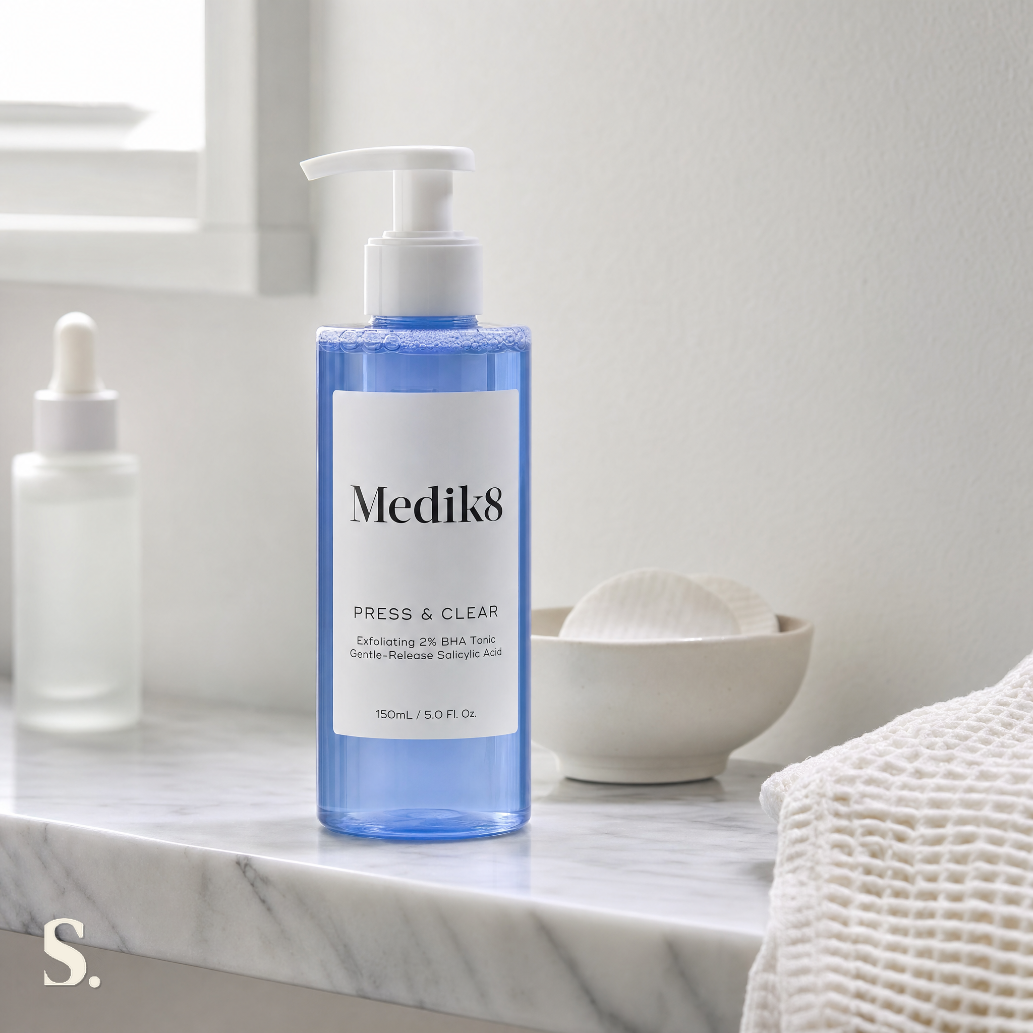 Medik8 Press & Clear in a lifestyle bathroom setting — Skintique review