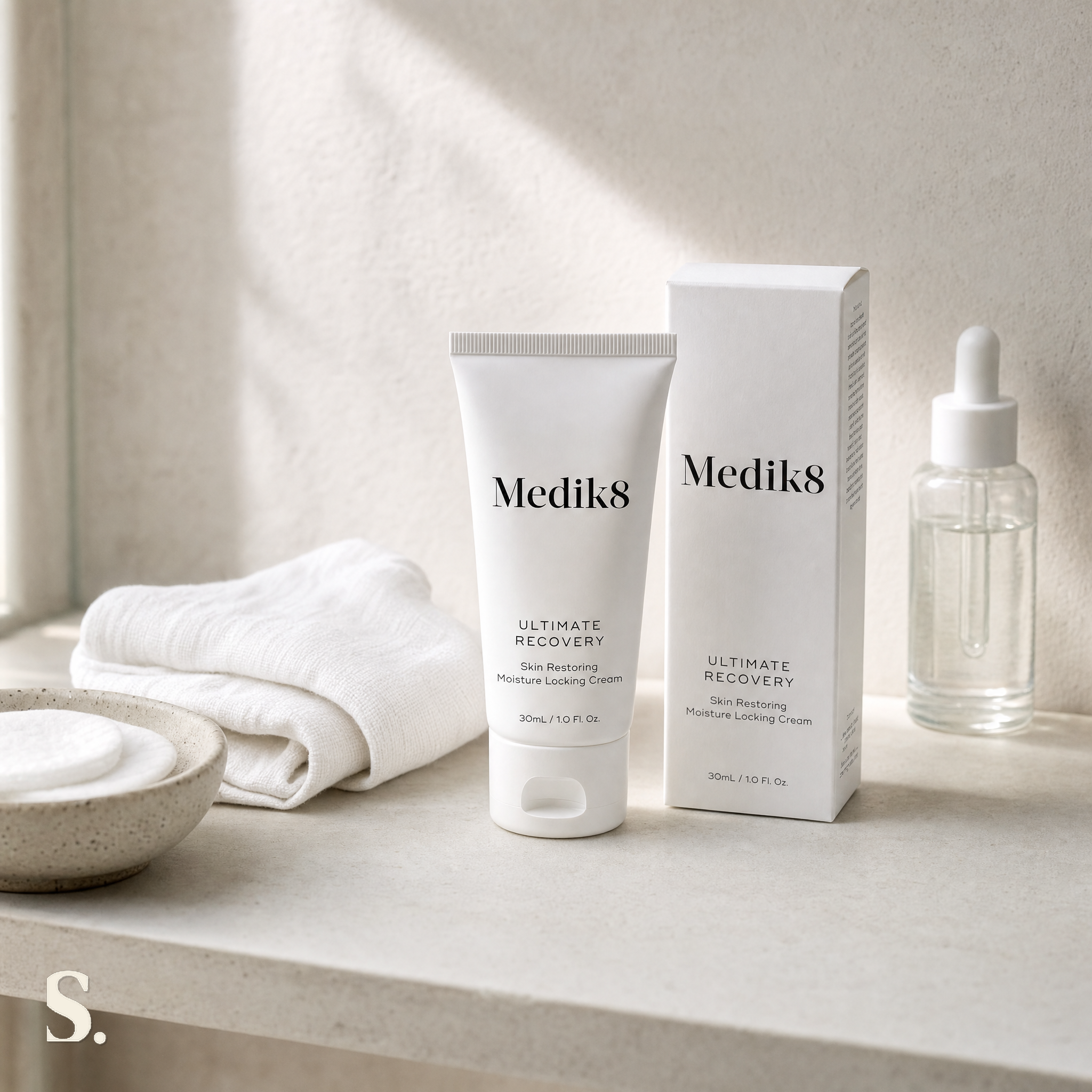 Medik8 Ultimate Recovery in a lifestyle bathroom setting — Skintique review