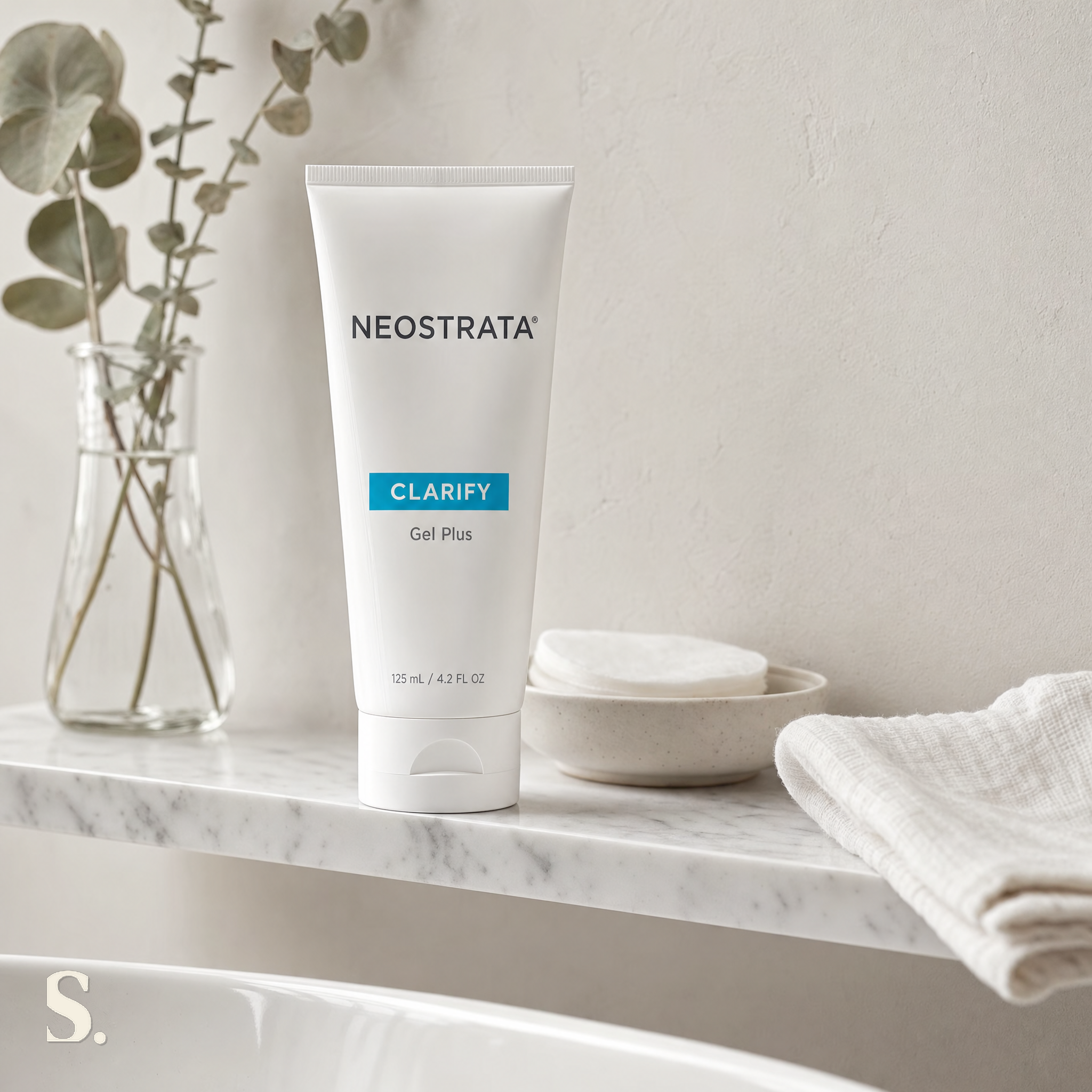 NeoStrata Clarify Gel Plus Review in a lifestyle bathroom setting — Skintique review