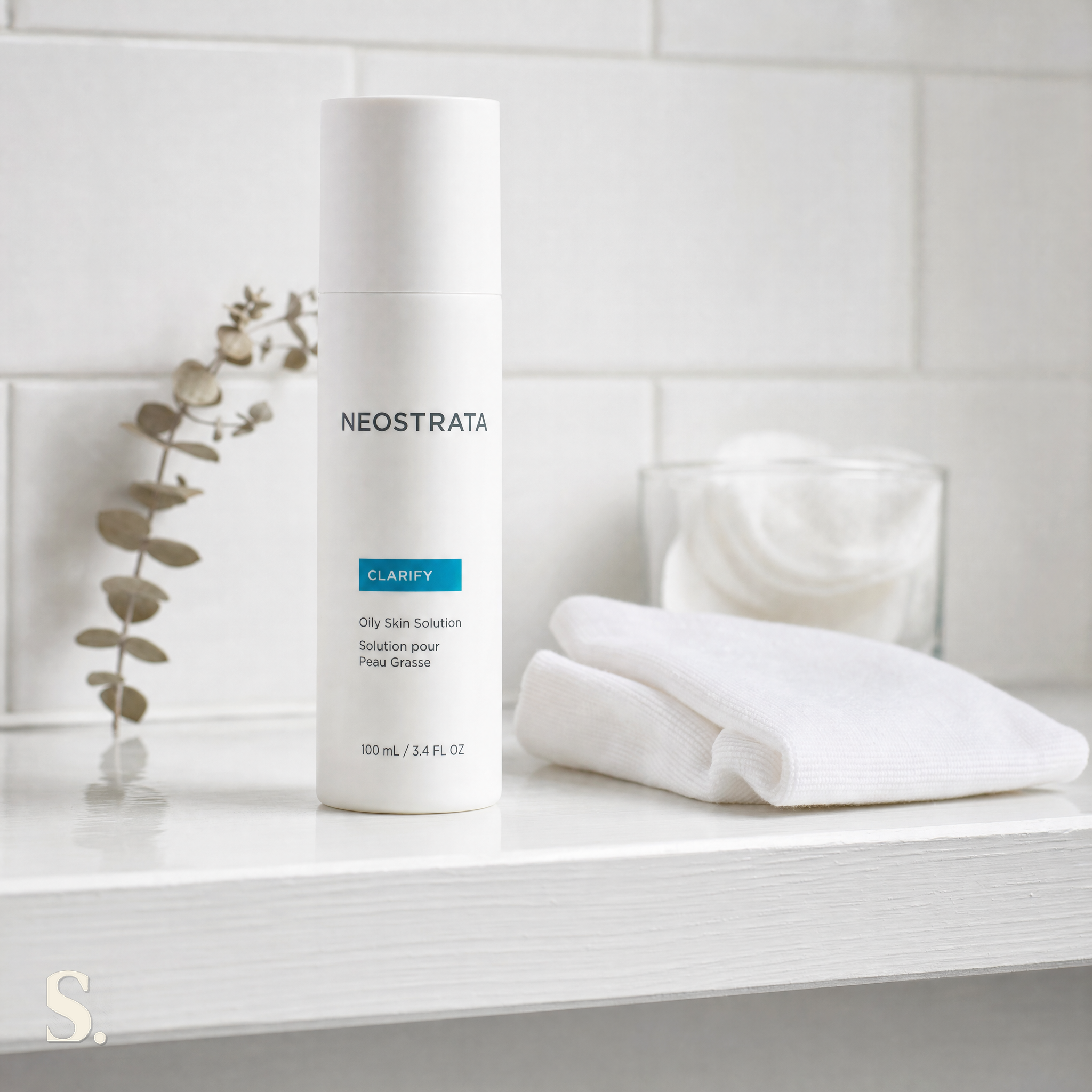 NeoStrata Clarify Oily Skin Solution Toner Review in a lifestyle bathroom setting — Skintique review