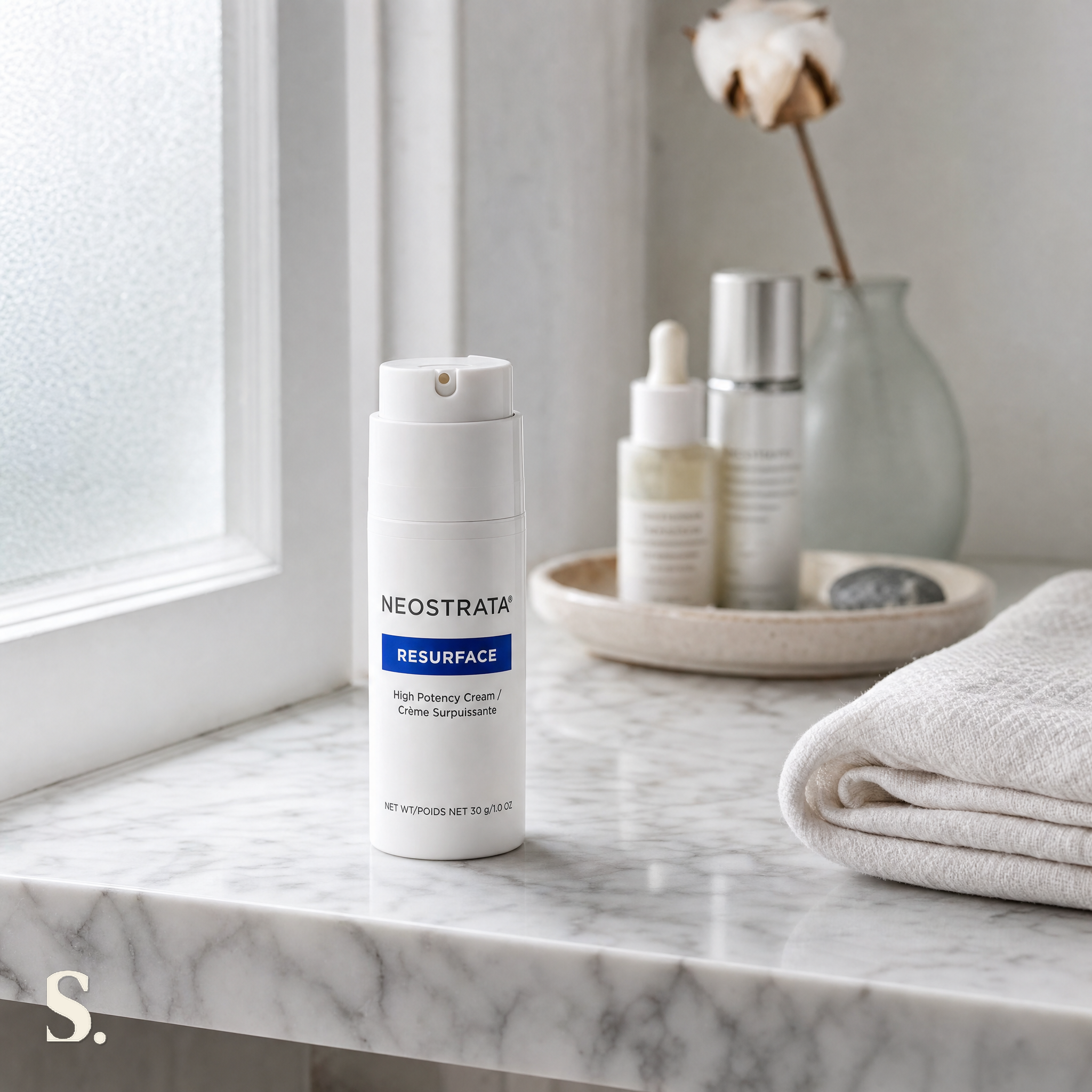 NeoStrata Resurface High Potency Cream in a lifestyle bathroom setting — Skintique review