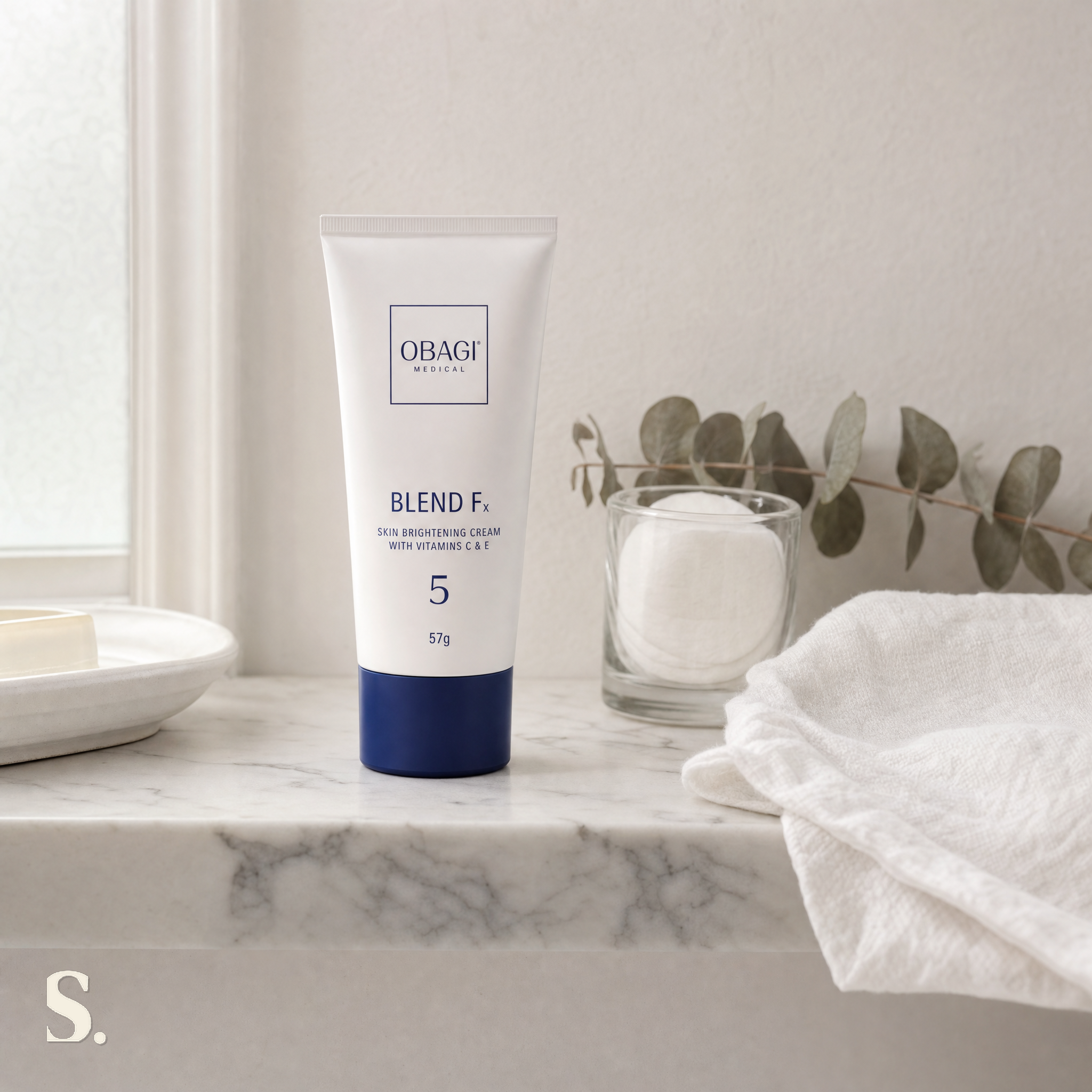 Obagi Nu-Derm Blend Fx in a lifestyle bathroom setting — Skintique review