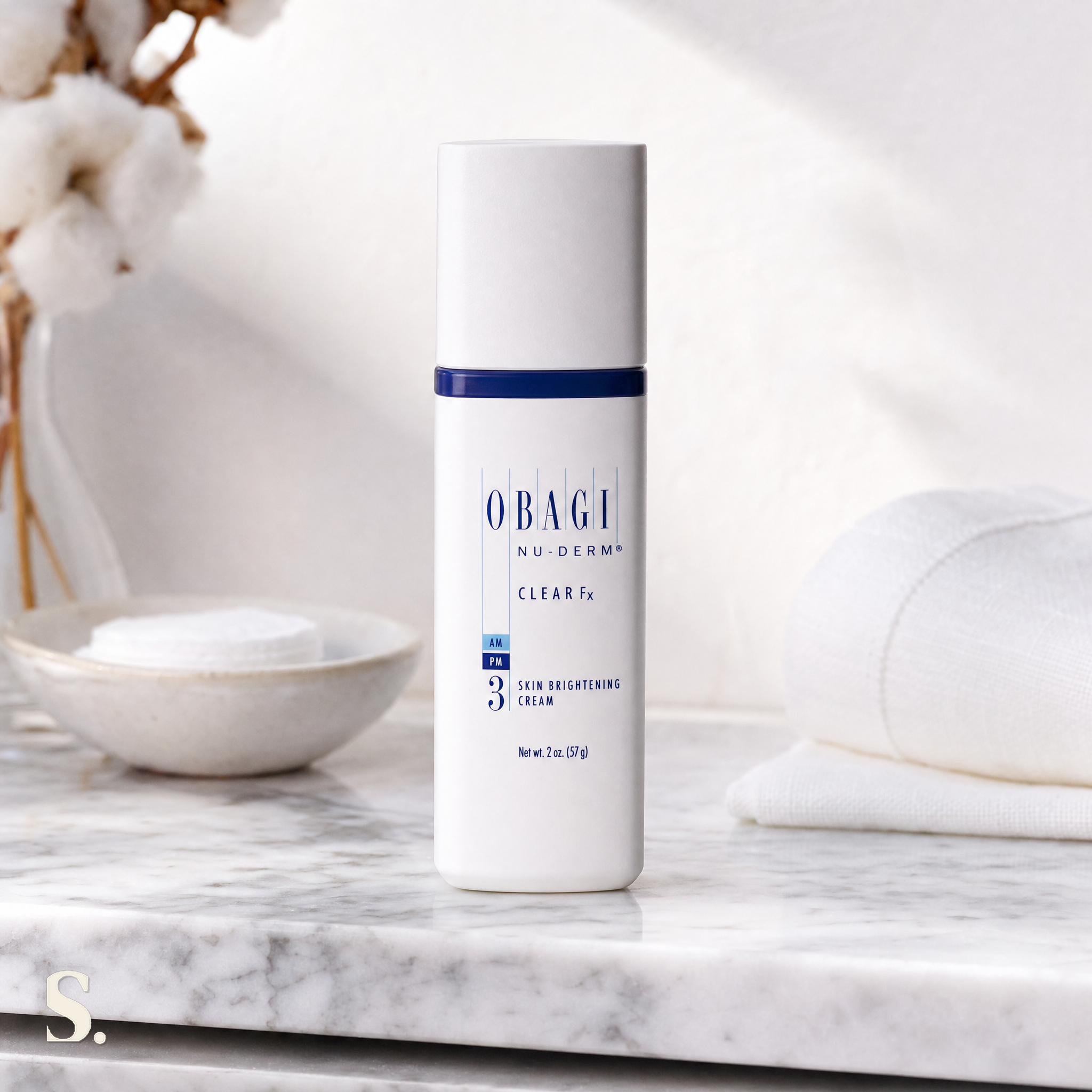 Obagi Nu-Derm Clear Fx in a lifestyle bathroom setting — Skintique review