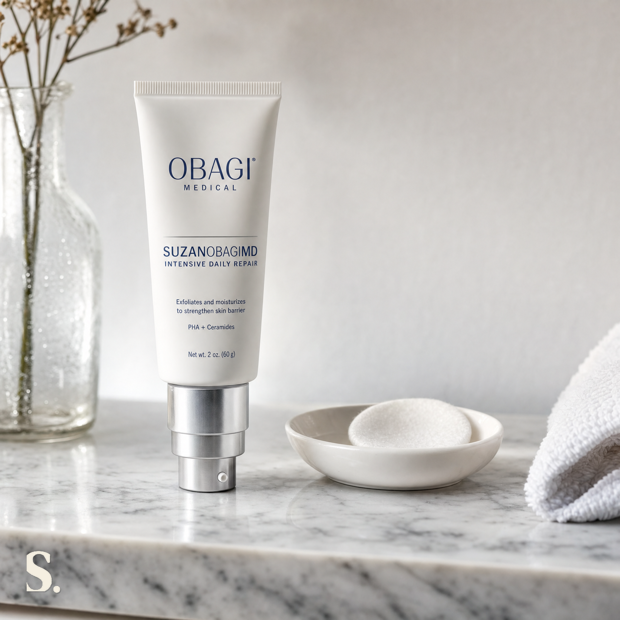 SUZANOBAGIMD Intensive Daily Repair PHA Lotion in a lifestyle bathroom setting — Skintique review