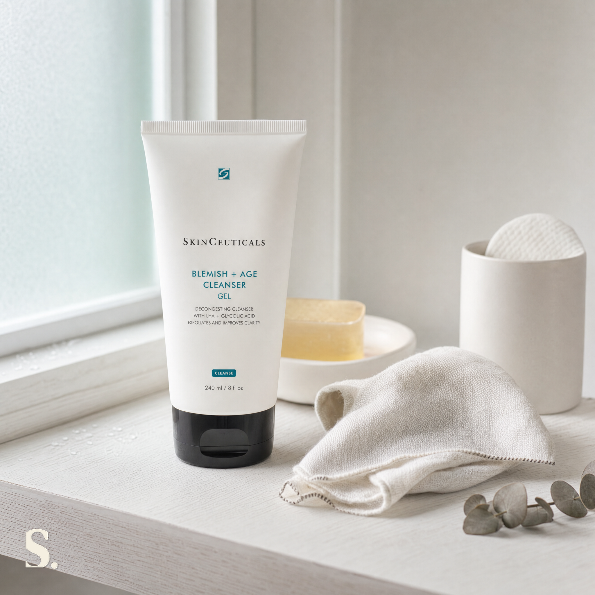 SkinCeuticals Blemish + Age Cleanser in a lifestyle bathroom setting — Skintique review