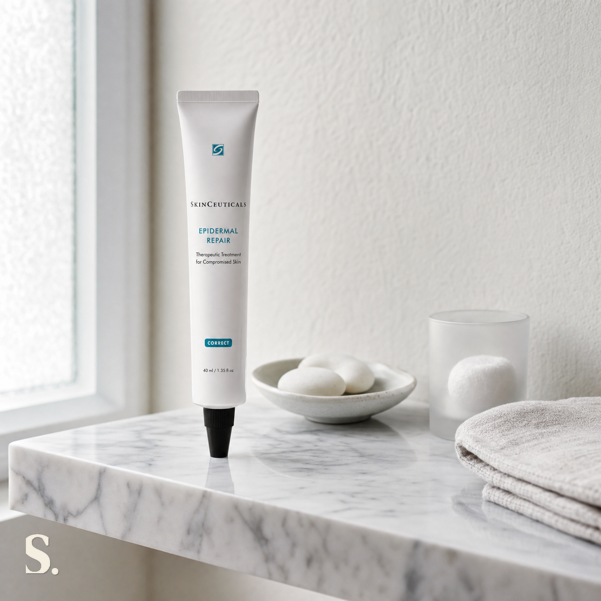 SkinCeuticals Epidermal Repair in a lifestyle bathroom setting — Skintique review